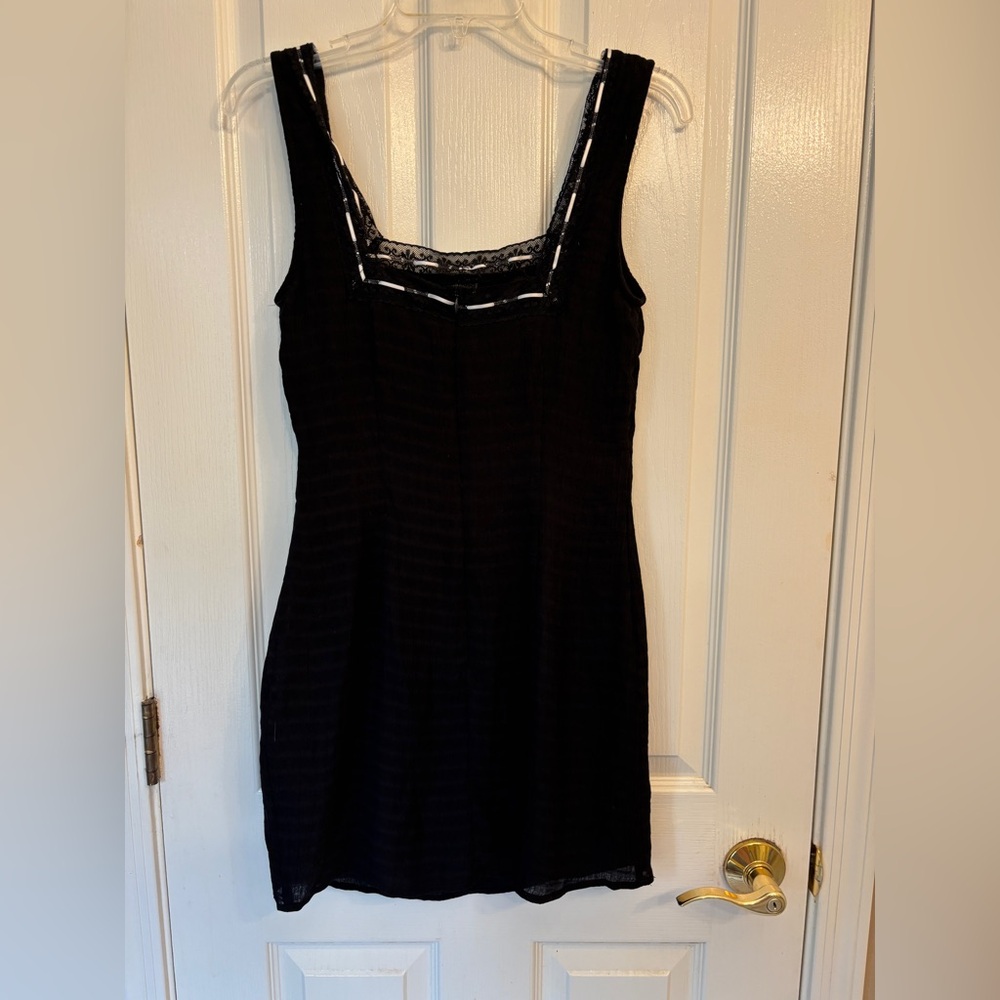 Coquette Whimsigoth Y2K Black Lines Bodycon Minidress Women’s Size Medium - Picture 2 of 10